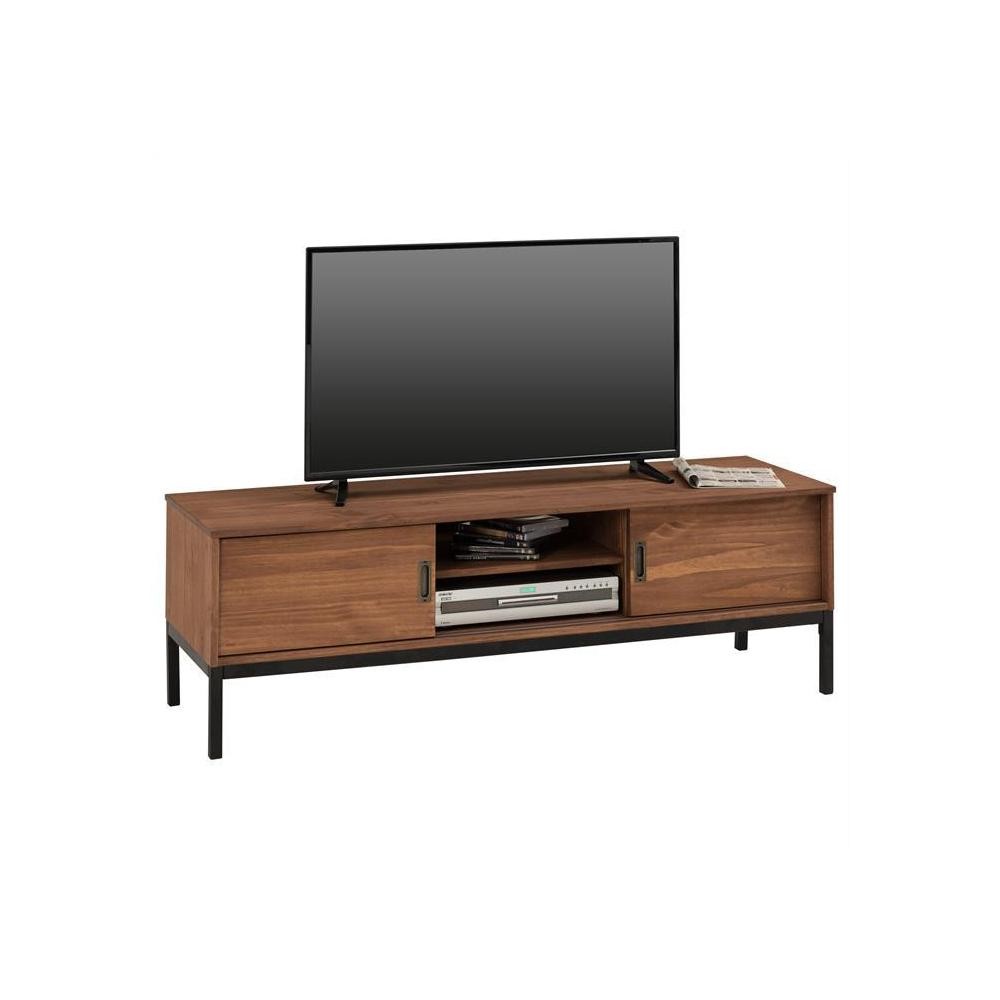 meuble tv selma 2 portes coulissantes teinté brun foncé (GiFi-MOB-83908)