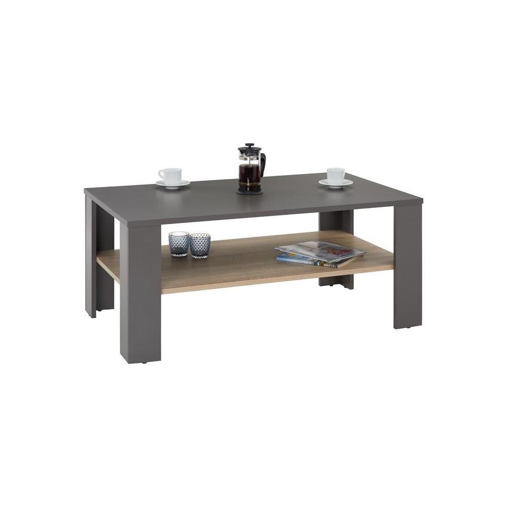 table basse lorient en mélaminé gris mat et décor chêne sonoma (GiFi-MOB-51005)