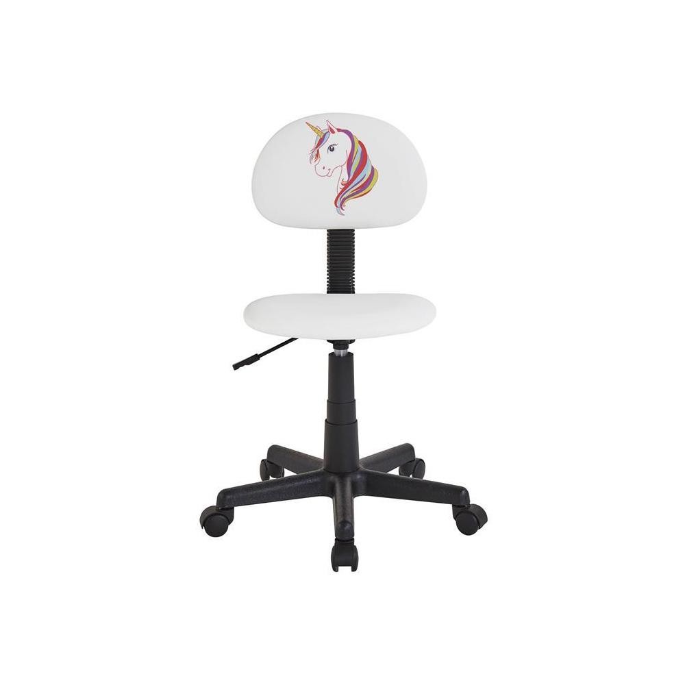 chaise de bureau pour enfant unicorn revêtement synthétique blanc avec motif licorne (GiFi-MOB-93074)