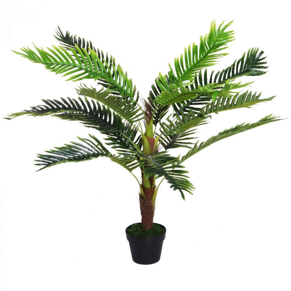 palmier artificiel hauteur 123 cm arbre artificiel décoration plastique fil de fer pot inclus vert (GiFi-AOS-844-225)