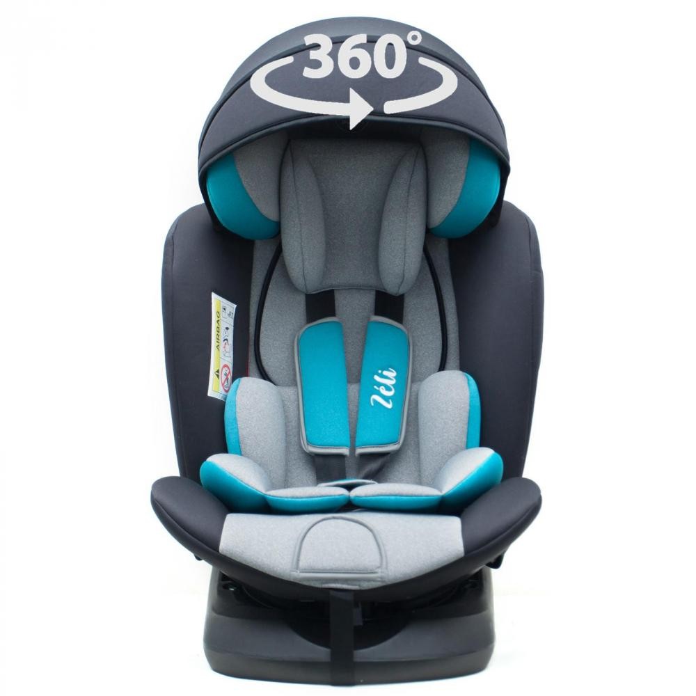 zeli siège-auto 360° isofix 0-36 kg groupe 0+/1/2/3 bleu avec canopy (GiFi-MON-623_1370)