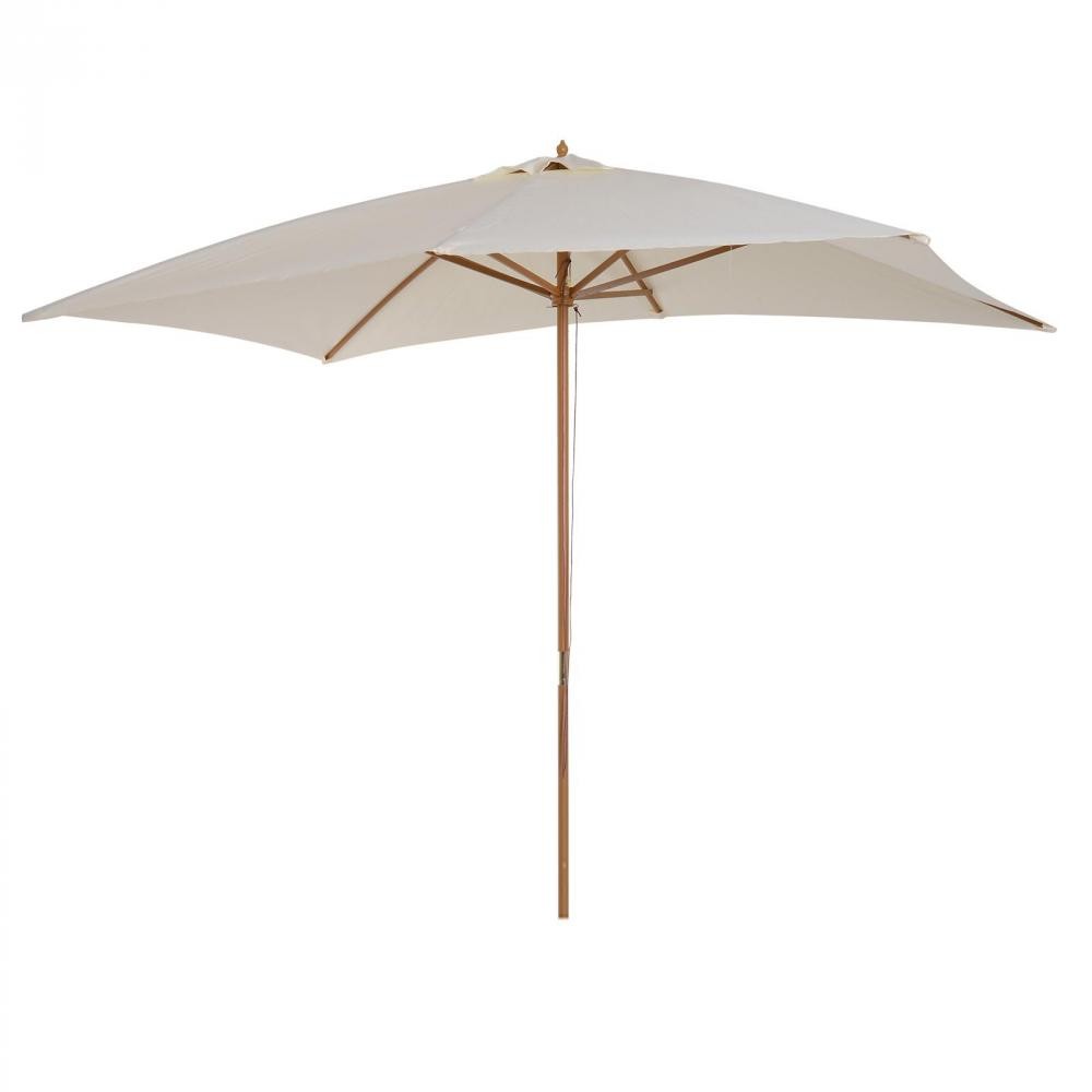 parasol droit rectangulaire bois polyester haute densité 3 x 2 x 2,45 m crème (GiFi-AOS-01-0215)