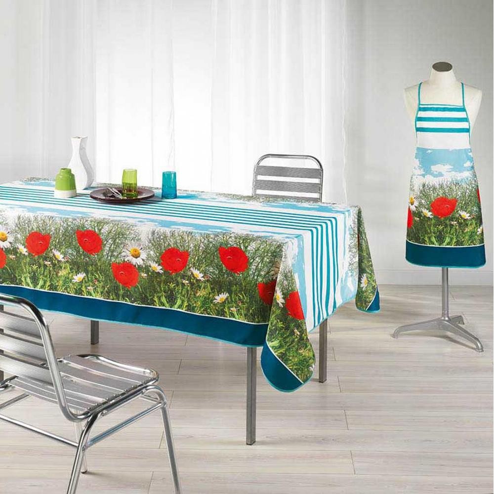 tablier de cuisine stripe poppy bleu azur (GiFi-IDH-4TAB/POPPY/AZUR)