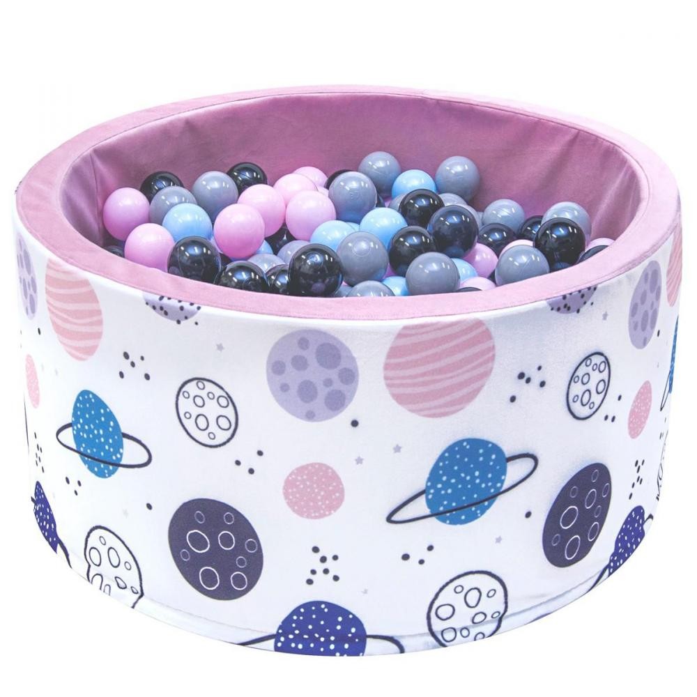 welox piscine 200 balles Ø 90 cm pour bébé rose avec planètes (GiFi-MON-608_1319)