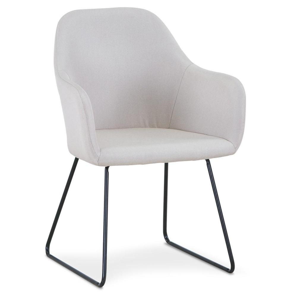 chaise / fauteuil epok métal noir et tissu beige (GiFi-MEN-c1020beige)