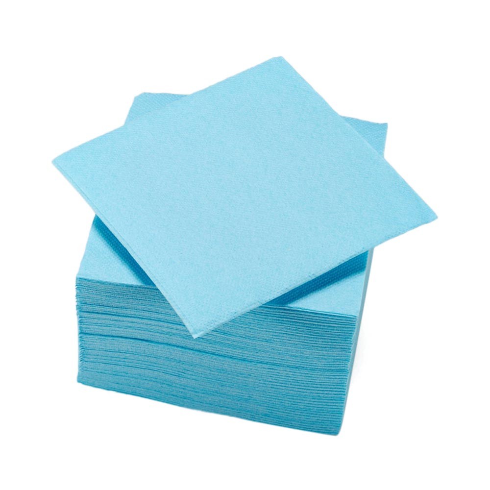 serviette cocktail carrée bleu clair 2 plis en papier x40 (GiFi-238741X)