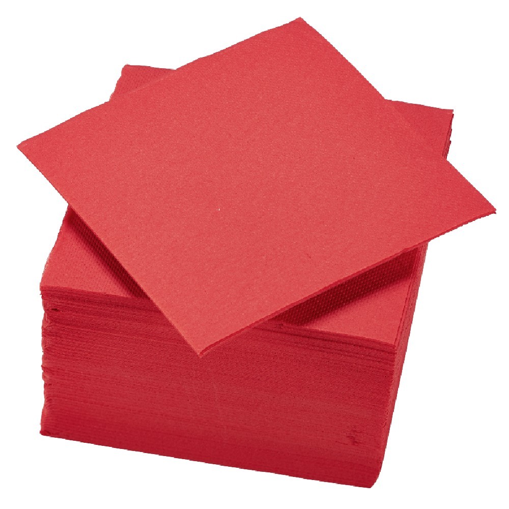 serviette cocktail carrée rouge 2 plis en papier x40 (GiFi-249421X)