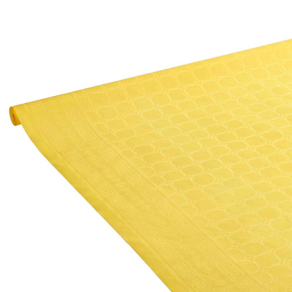 nappe damassée jaune en papier 6 m (GiFi-253666X)