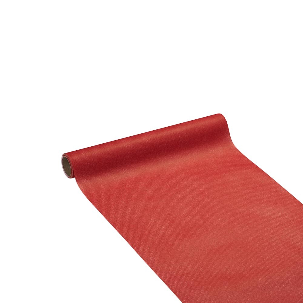chemin de table rouge effet tissu papier voie sèche 4,8 m (GiFi-296882X)