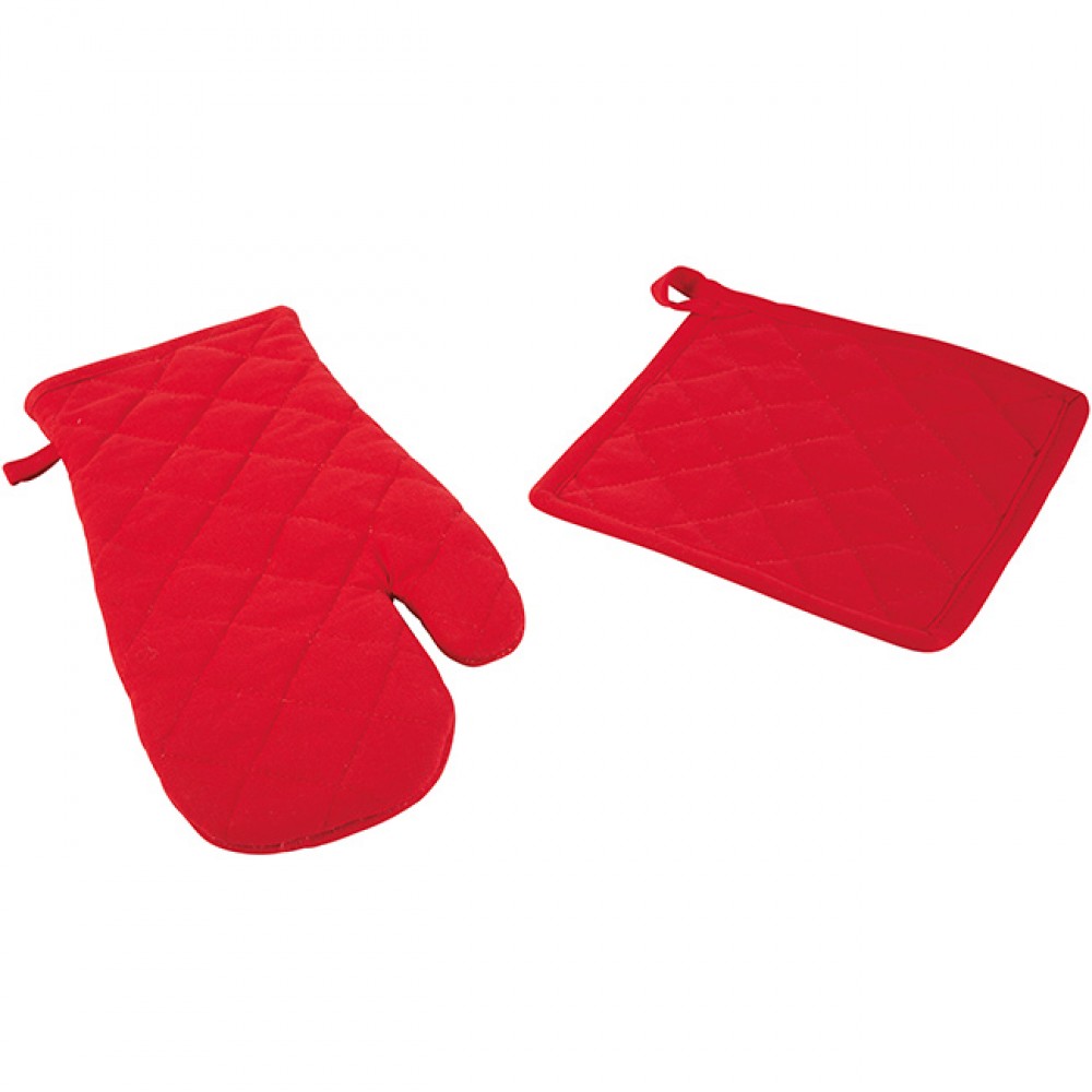 manique et gant de cuisine rouge (GiFi-332188X)
