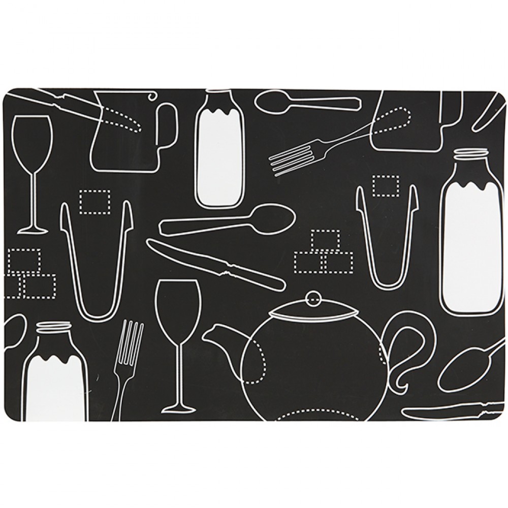 set de table ustensiles de cuisine noir et blanc (GiFi-335697X)
