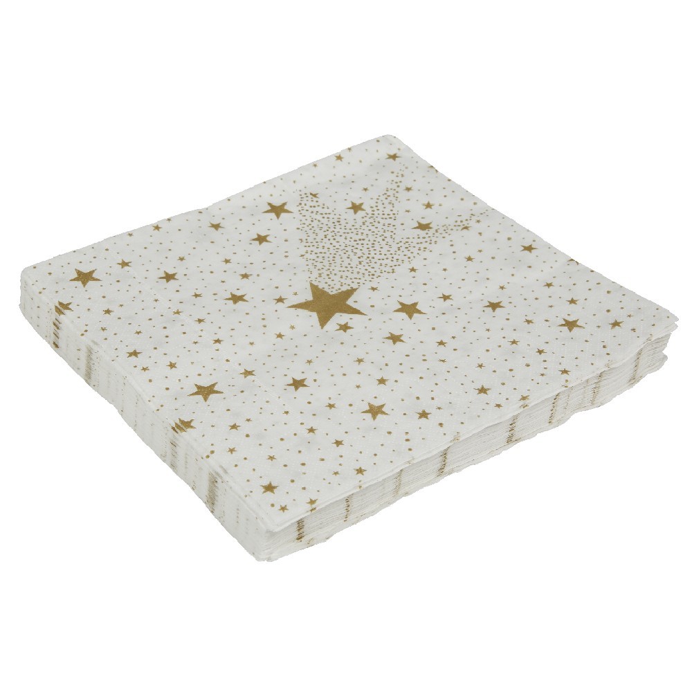 serviette en papier motif étoiles dorées x20 (GiFi-339281X)