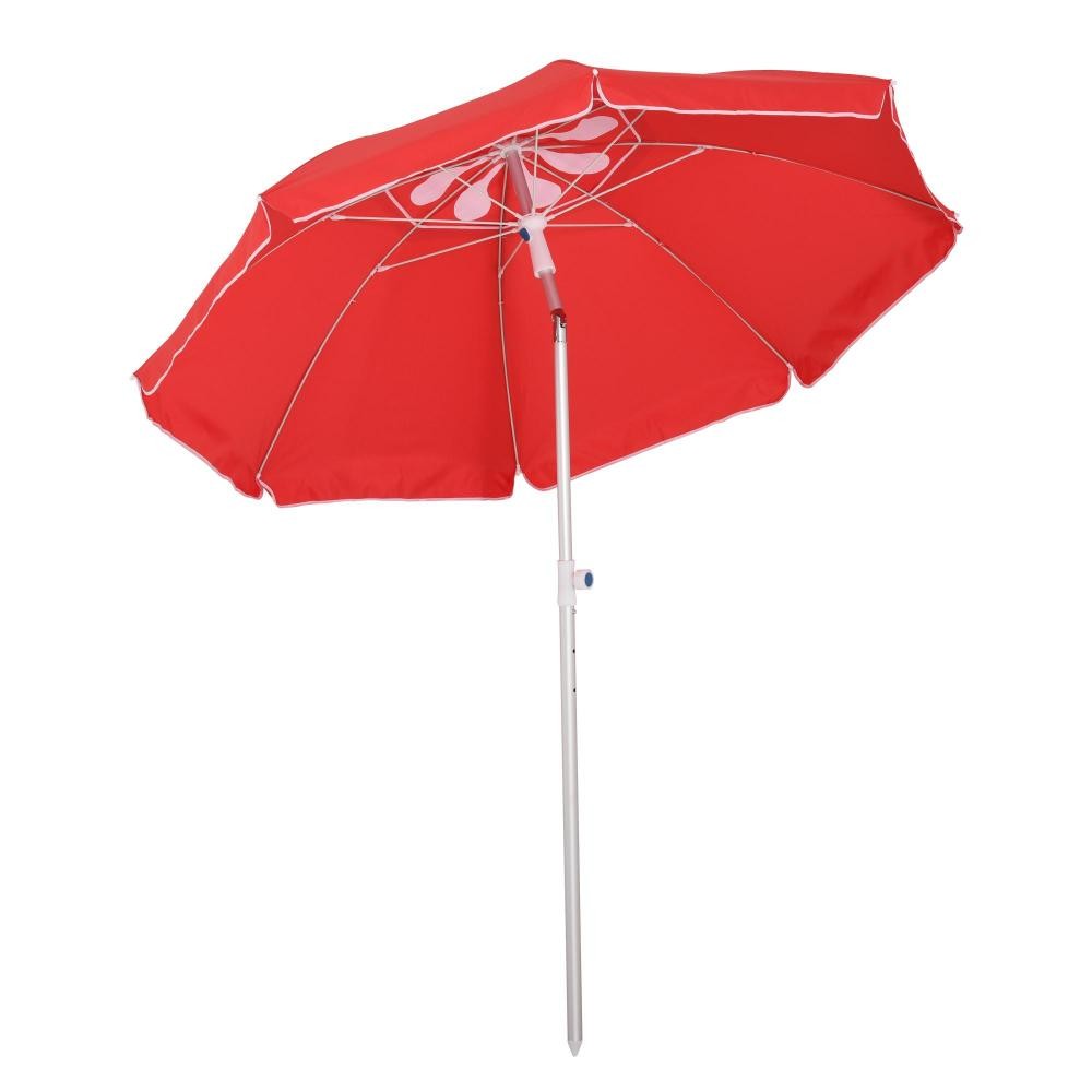 parasol inclinable octogonal Ø 190 cm tissu polyester haute densité anti-uv hauteur réglable mât alu sac de transport inclus rouge (GiFi-AOS-84D-092RD)