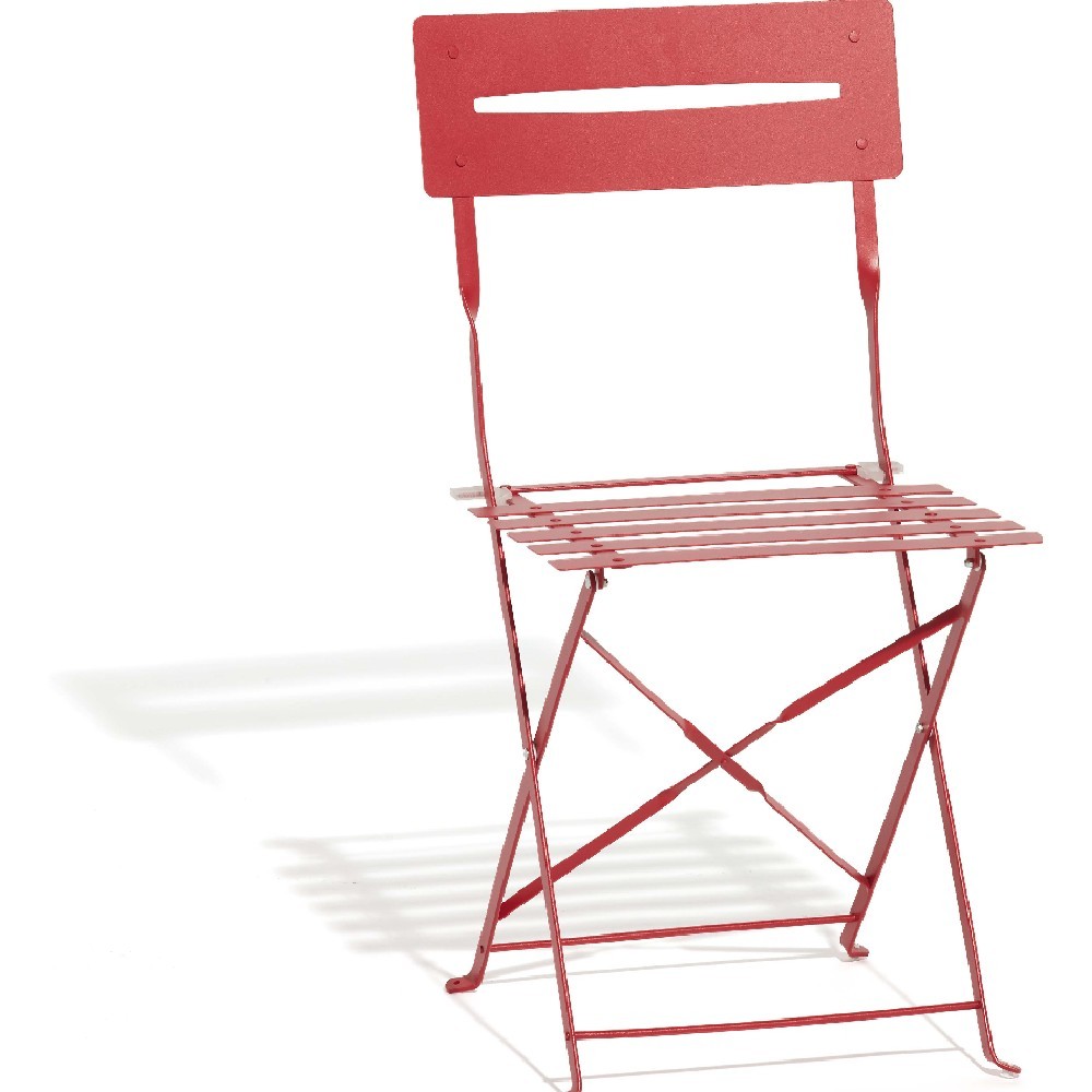chaise de jardin pliante métal rouge (GiFi-356953X)