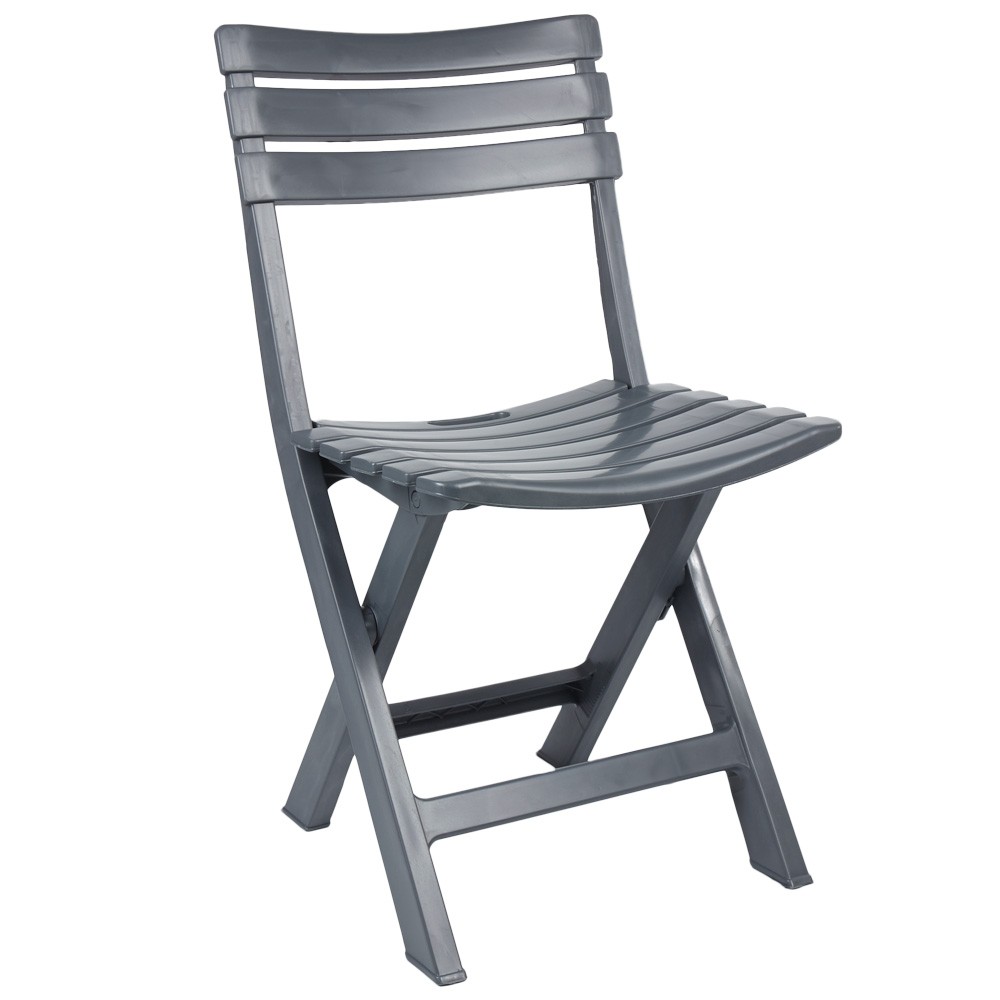 chaise de jardin pliante plastique gris relax (GiFi-357111X)