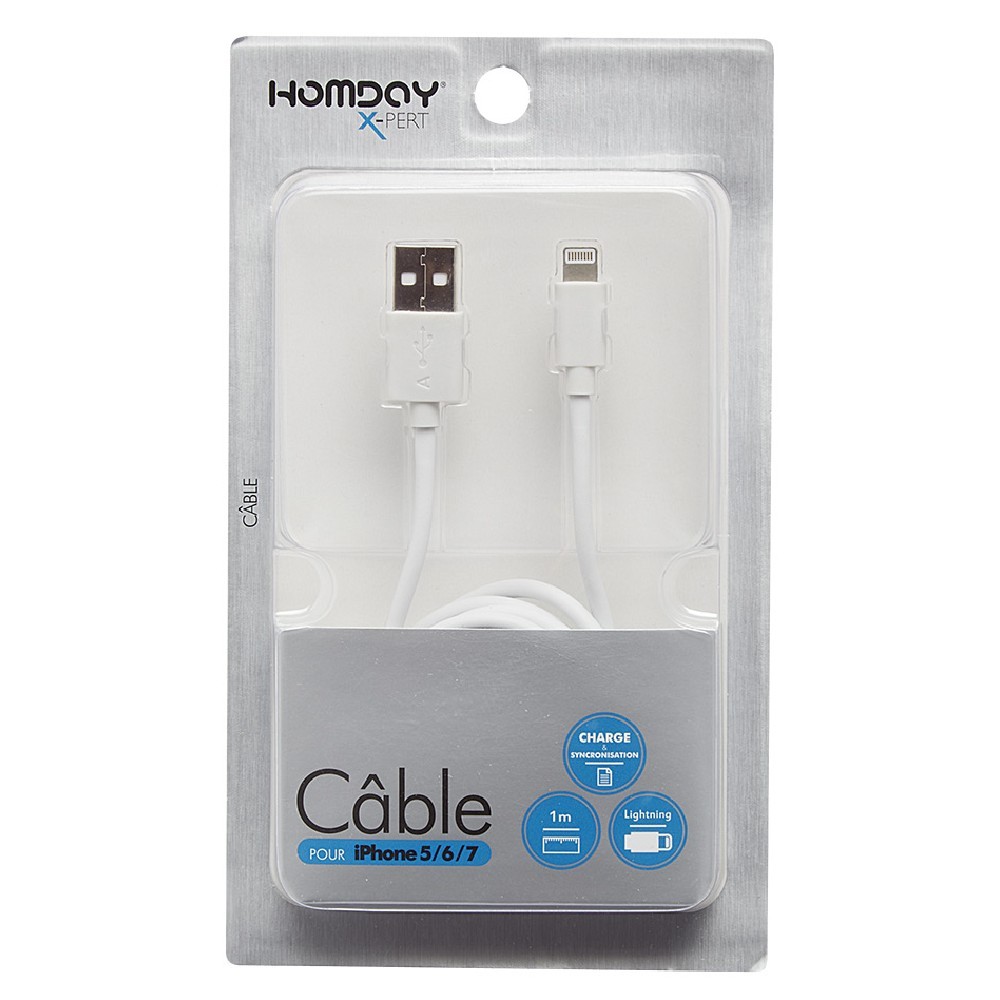 cable blanc pour iphone 1m (GiFi-370154X)
