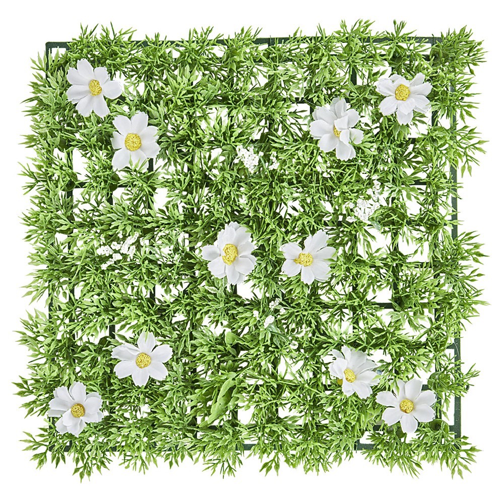 dalle de gazon artificiel fleurs blanches (GiFi-372587X)