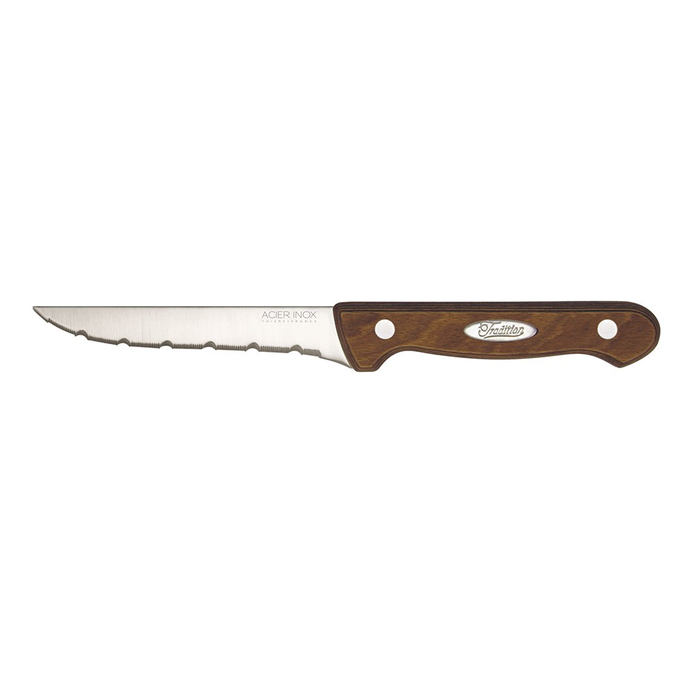 couteau à steack inox pleine soie manche bois backelisé (GiFi-373277X)