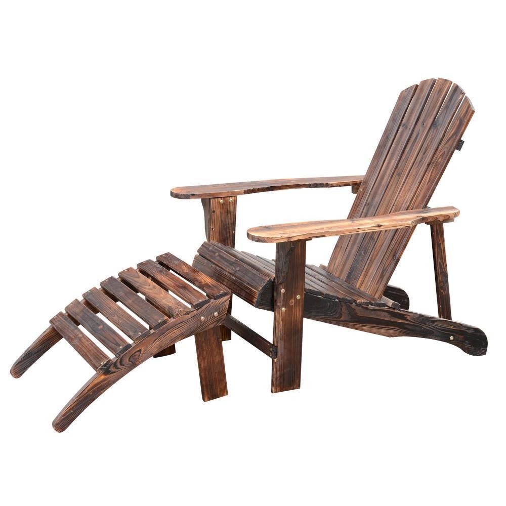 fauteuil de jardin adirondack chaise longue chaise plage avec tabouret bois de pin (GiFi-AOS-01-0747)