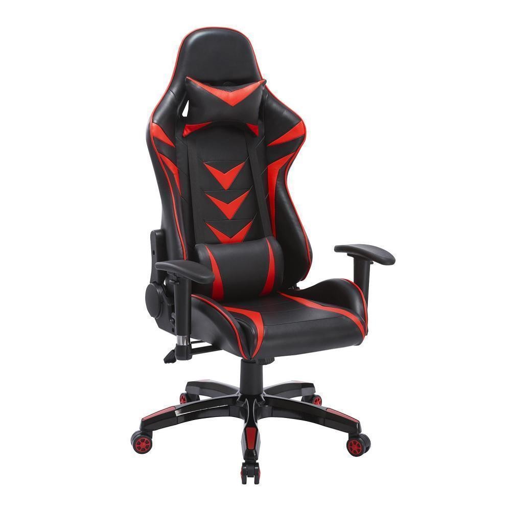 fauteuil de bureau manager grand confort style baquet racing gamer pivotant inclinable avec coussins simili cuir rouge noir (GiFi-AOS-921-095RD)