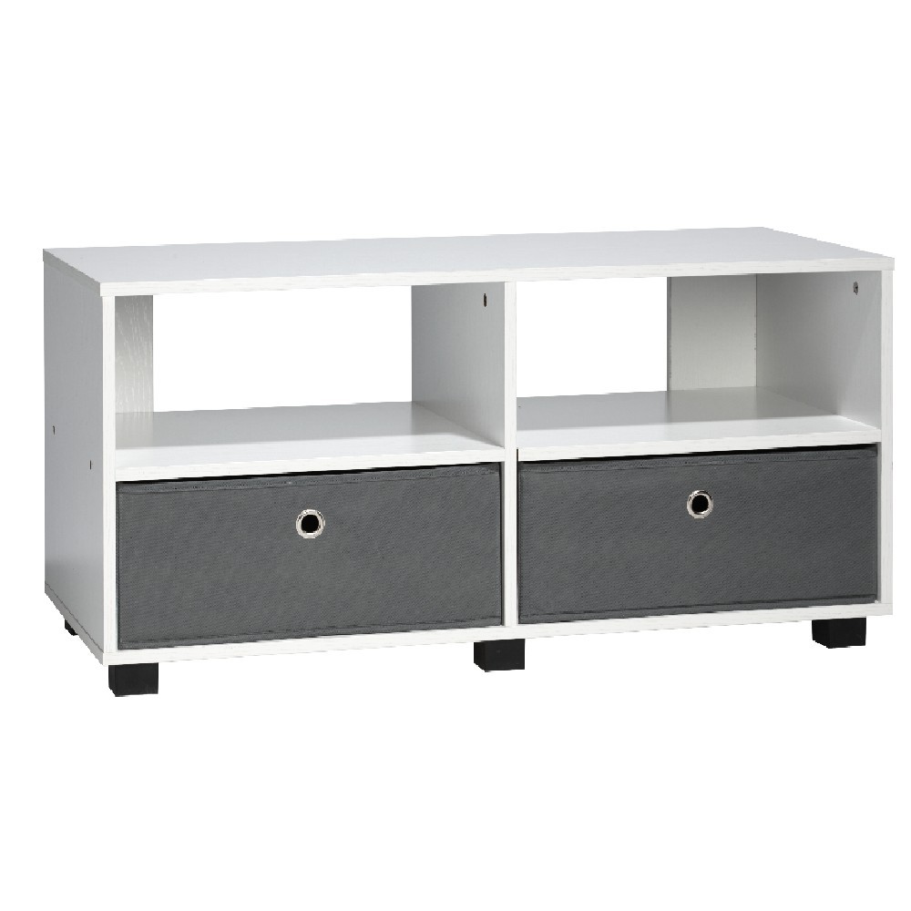 meuble tv utah blanc 2 tiroirs et 2 niches (GiFi-382215X)