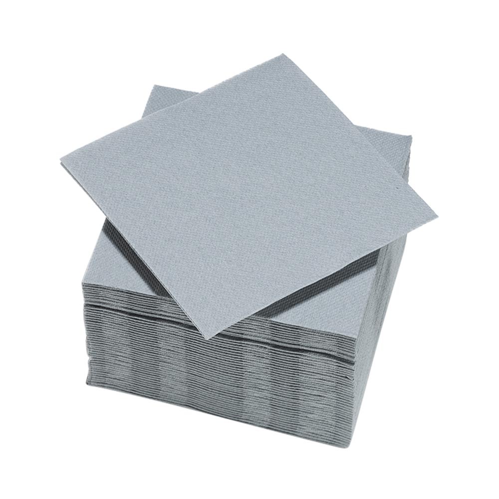 serviette cocktail carrée gris clair 2 plis en papier x40 (GiFi-382456X)