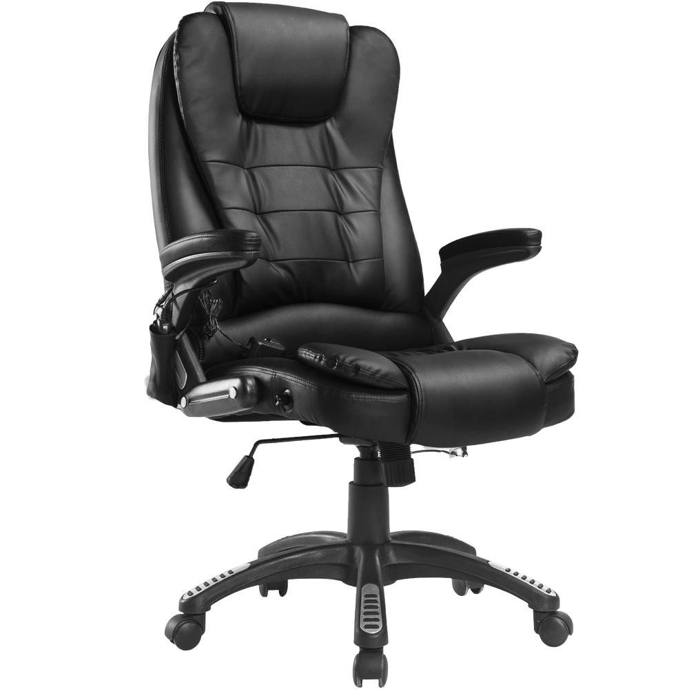 fauteuil de bureau direction pivotant massant chauffant électrique revêtement synthétique noir (GiFi-AOS-A2-0055)