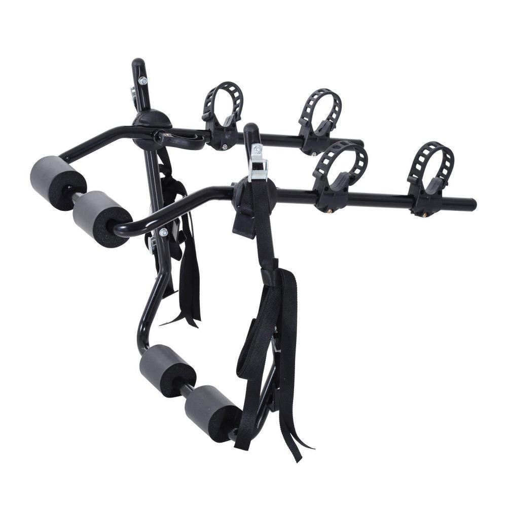porte-vélo pour 2 vélos - installation sur hayon - 6 sangles de sécurité - pliable - acier noir (GiFi-AOS-AA0-033)