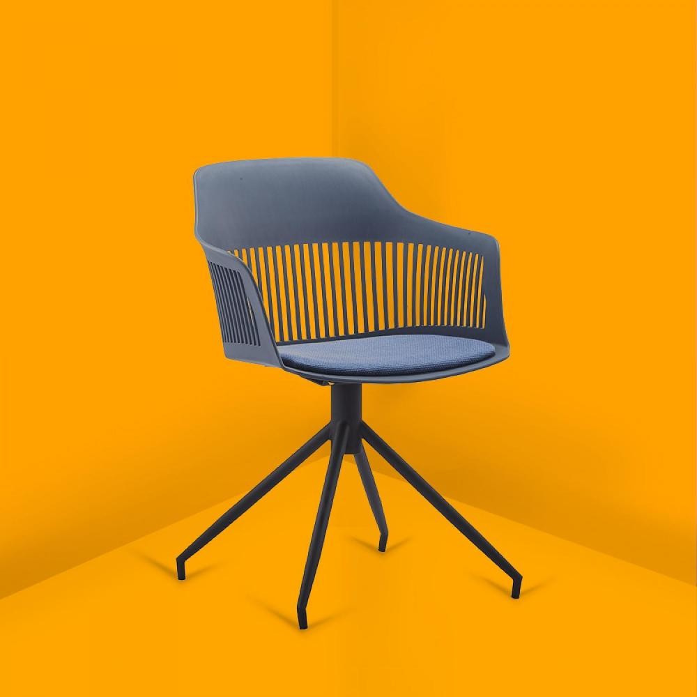 chaise design avec accoudoirs métal bleu foncé (GiFi-CON-224902)