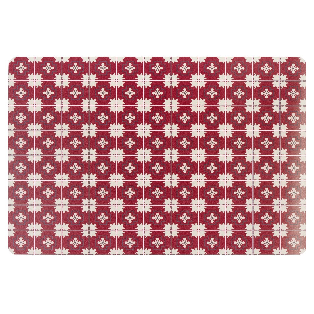 set de table rectangulaire plastique carreau de ciment rouge blanc (GiFi-411186X)