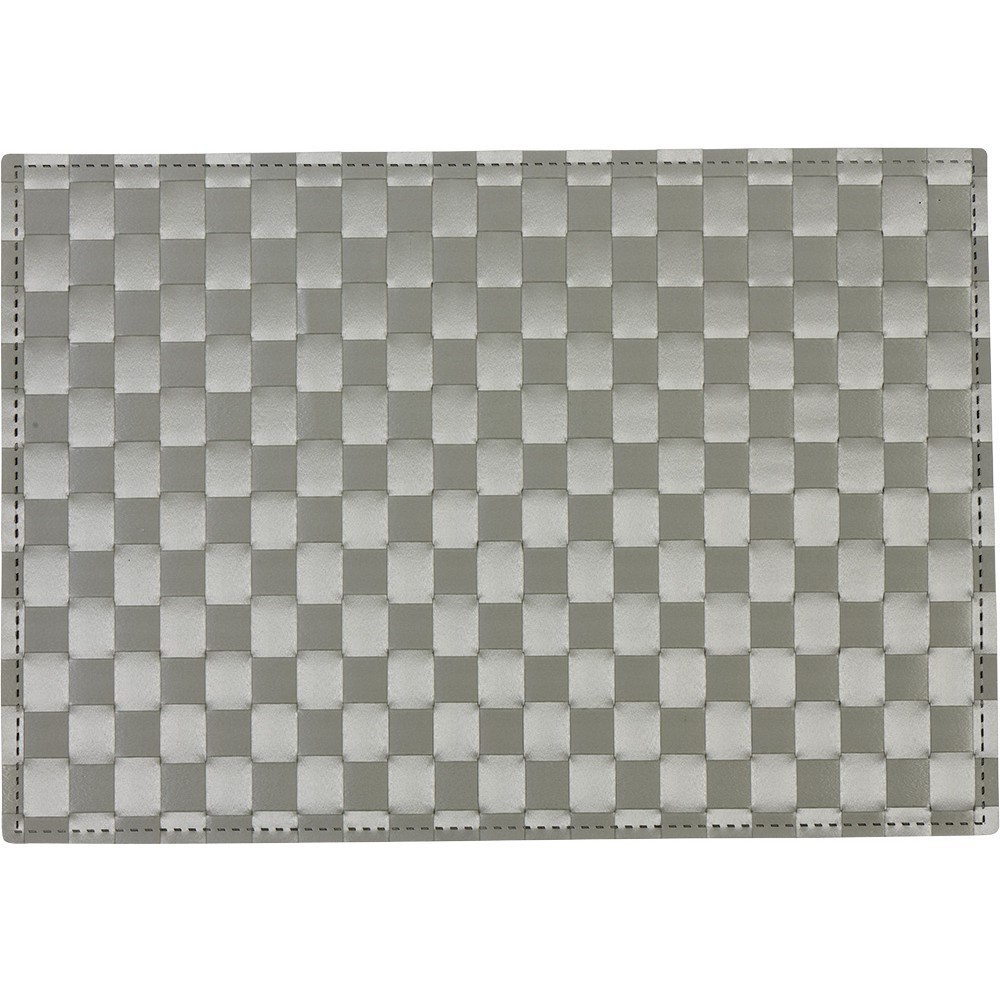 set de table rectangulaire plastique effet tressé uni gris (GiFi-411525X)