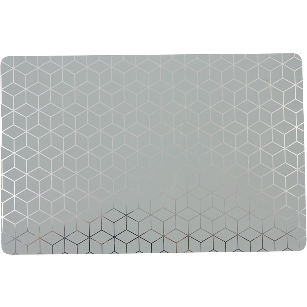 set de table rectangulaire plastique imprimé géométrique gris argenté (GiFi-411624X)