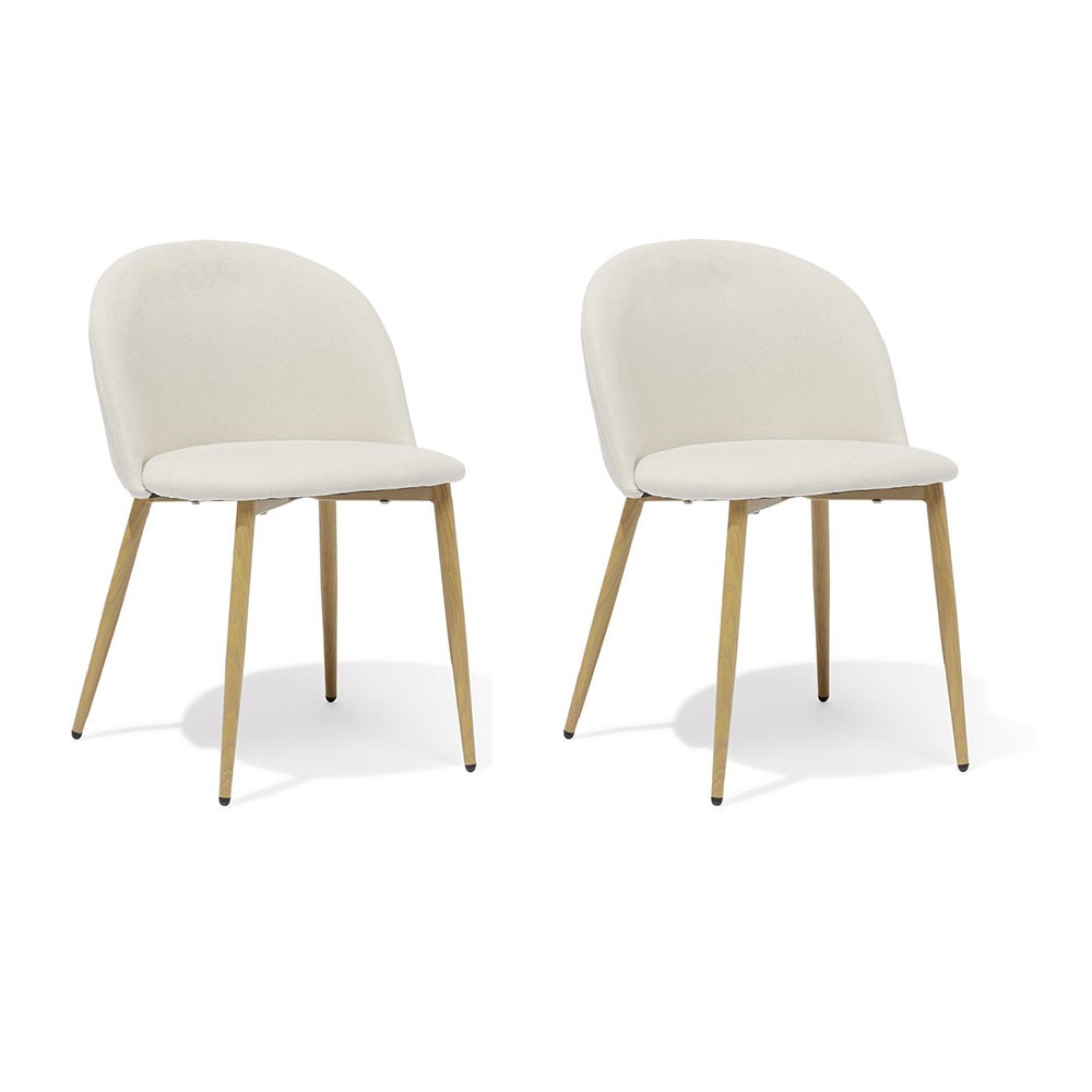 chaise gaëlle blanc crème l.58 x p.54 x h.75 cm - lot de 2 (GiFi-442023X)