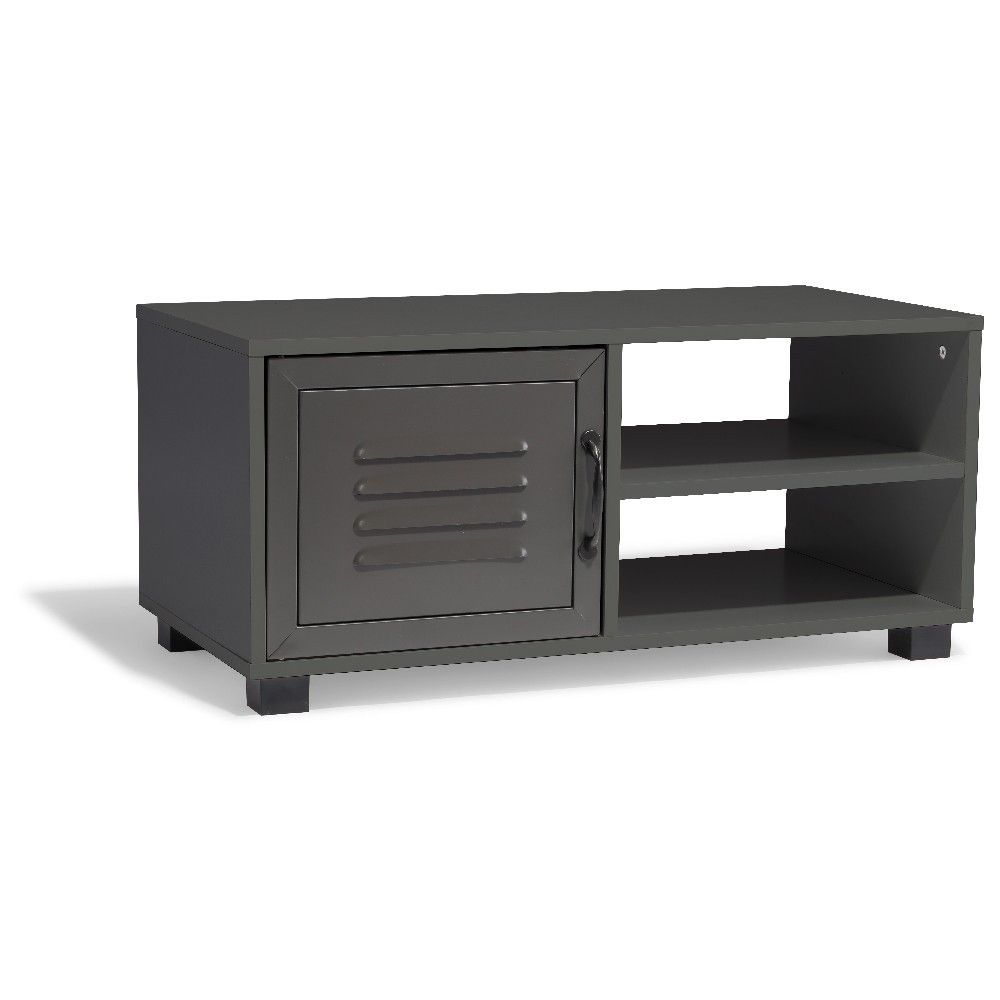 table basse gris anthracite brooklyn 1 porte et 2 niches (GiFi-442049X)