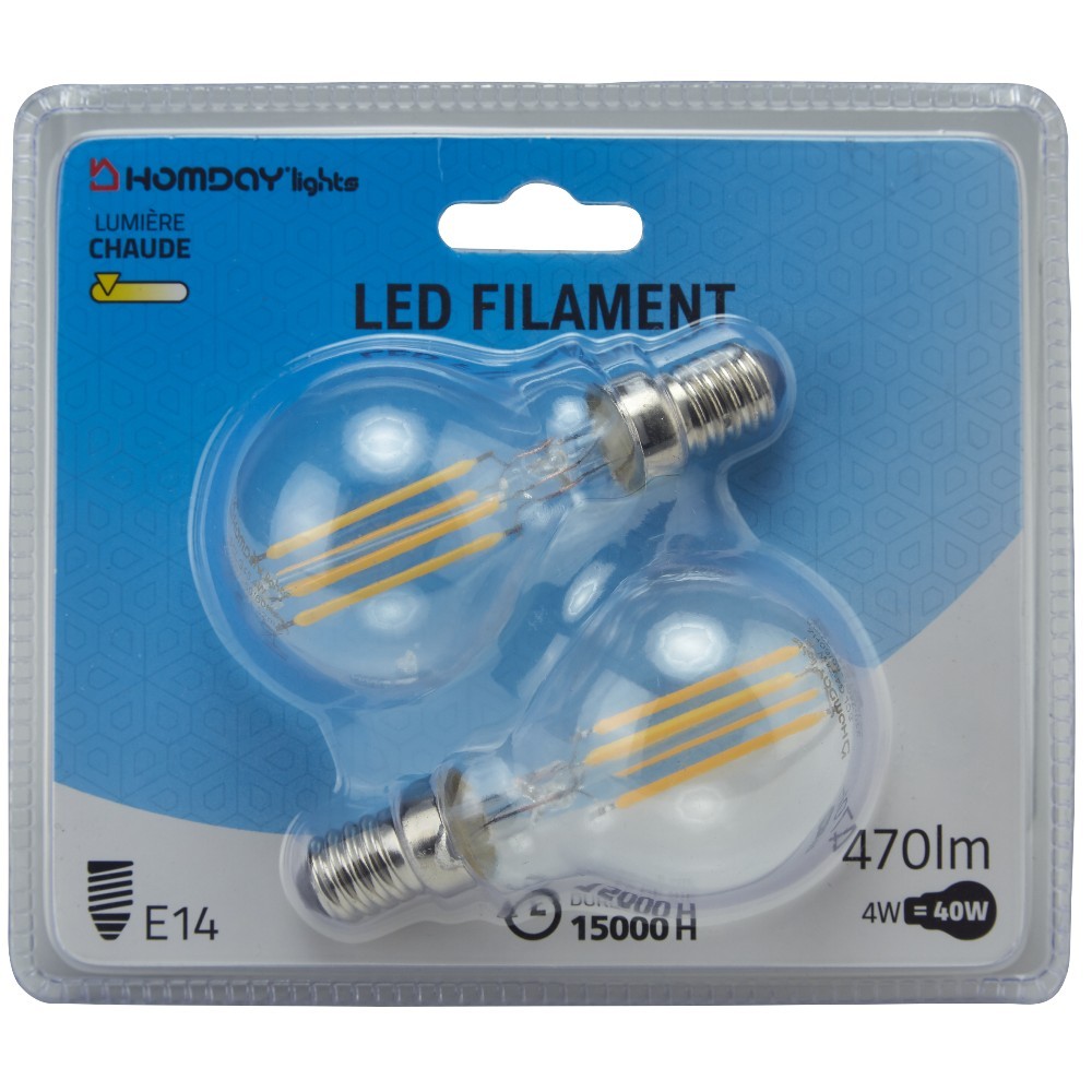 ampoule led filament homday lumière chaude x2 (GiFi-444951X)