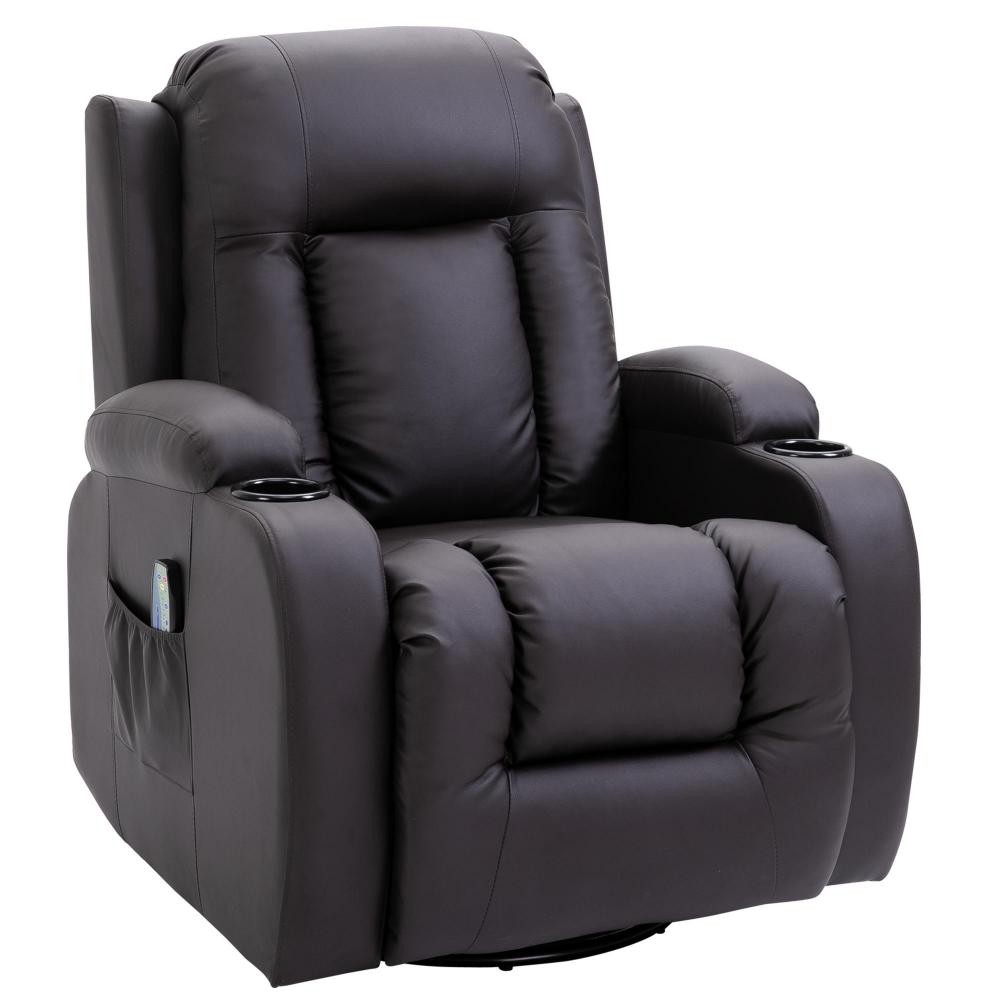 fauteuil de massage et relaxation électrique chauffant inclinable repose-pied télécommande chocolat (GiFi-AOS-700-050V02BN)