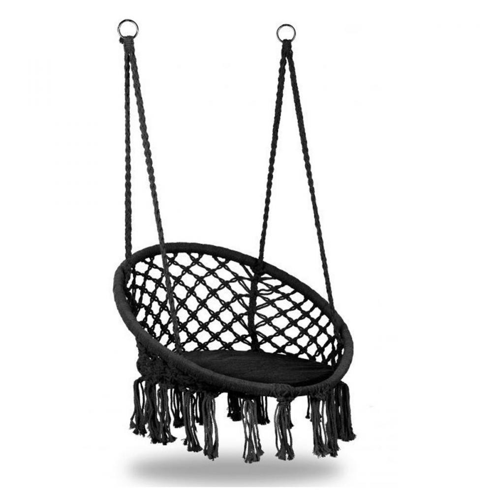 costa fauteuil suspendu dossier et coussin chaise nid d'oiseau noir (GiFi-MON-802_1589)