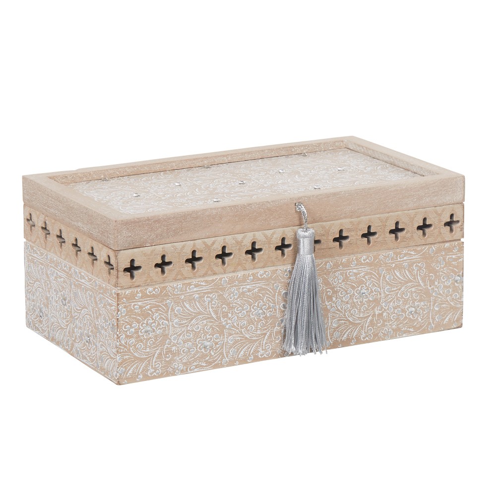 boîte à bijoux rectangulaire effet pierre avec pompon (GiFi-477213X)