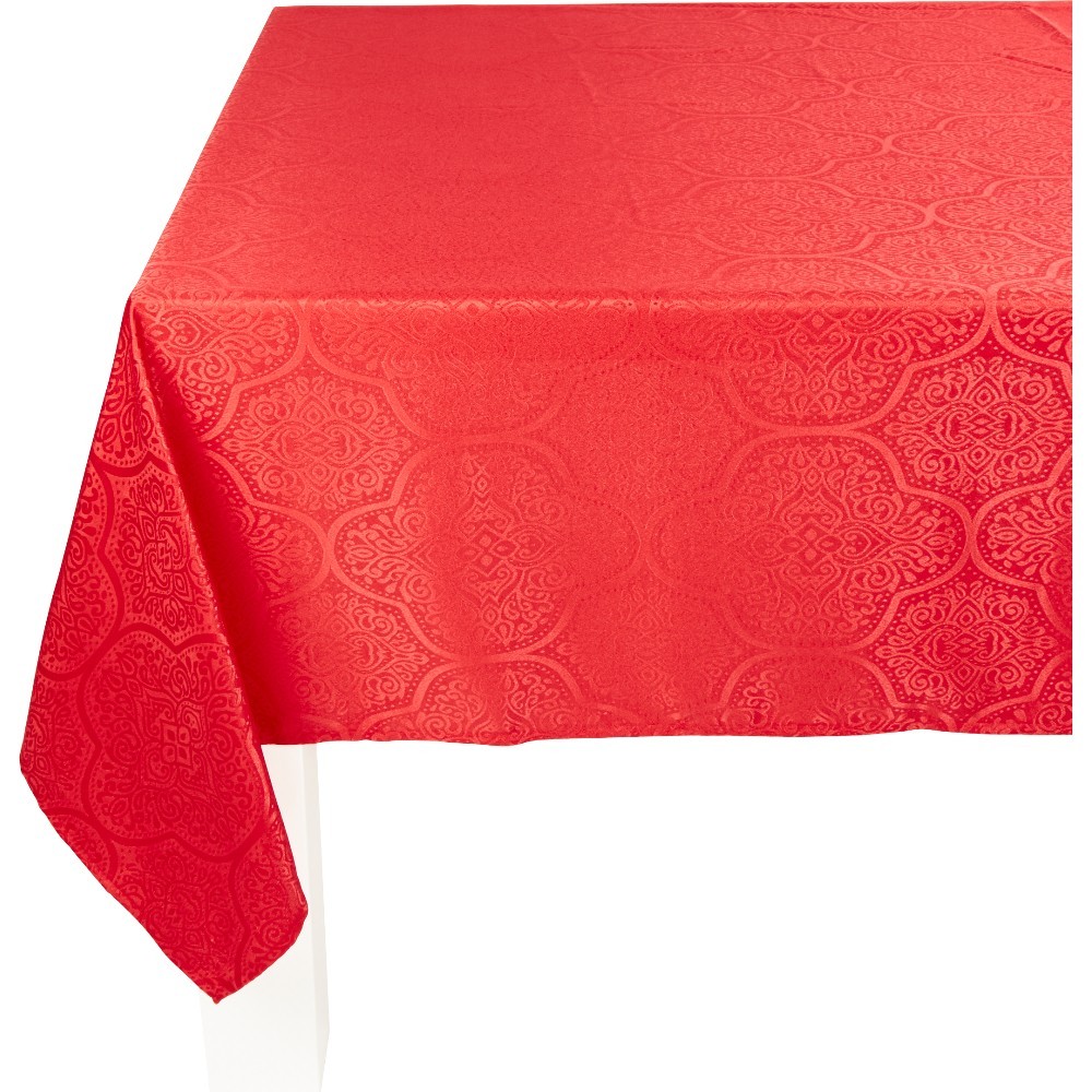 nappe jacquard rouge motif arabesque l 250 cm (GiFi-478239X)