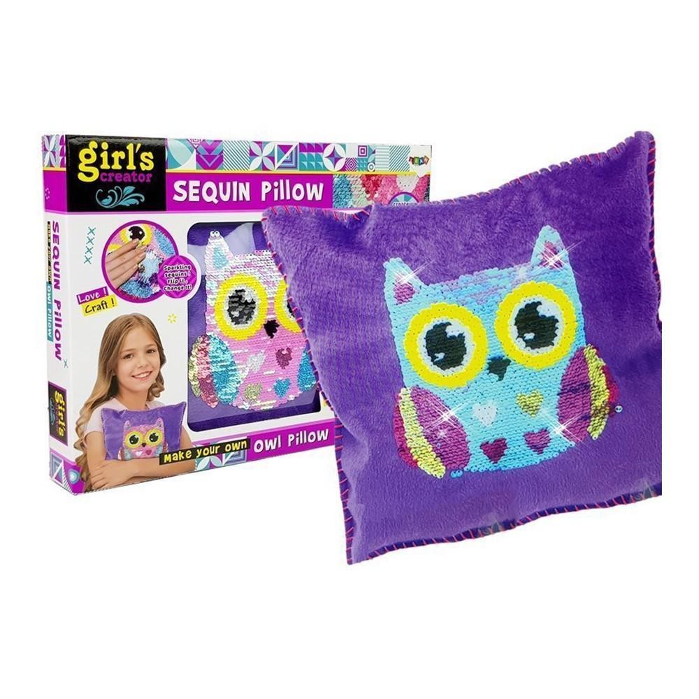 sequin kit de couture oreiller diy enfant loisirs créatifs - violet - (GiFi-MON-903_1779)