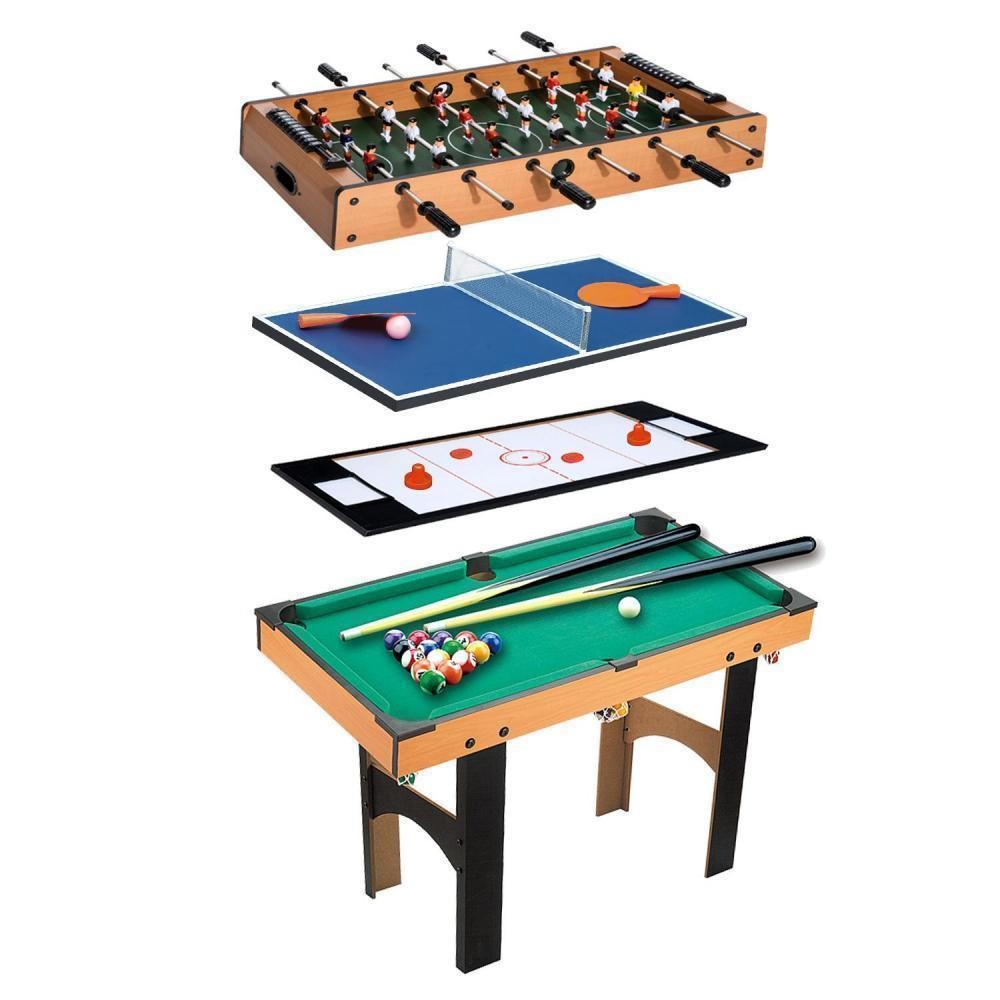 table multi jeux 4 en 1 babyfoot billard air hockey ping-pong avec accessoires mdf bois 87 x 43 x 73 cm (GiFi-AOS-A70-019)