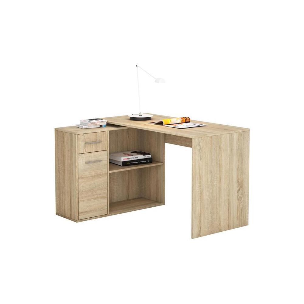 bureau d'angle isotta avec meuble de rangement décor chêne sonoma (GiFi-MOB-14711)