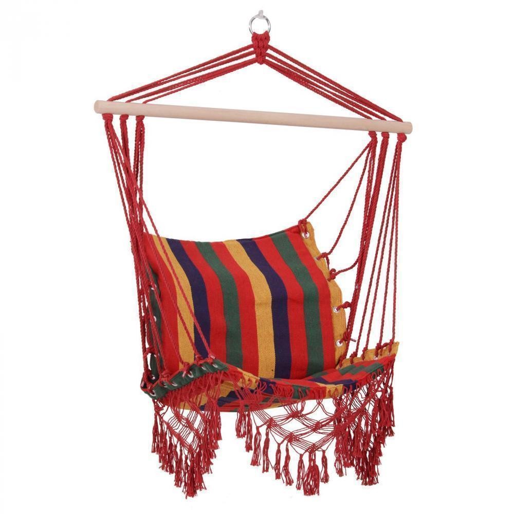 chaise suspendue hamac de voyage respirant portable dim. 60l x 45l x 55h m coton polyester multicolore (GiFi-AOS-84A-109)