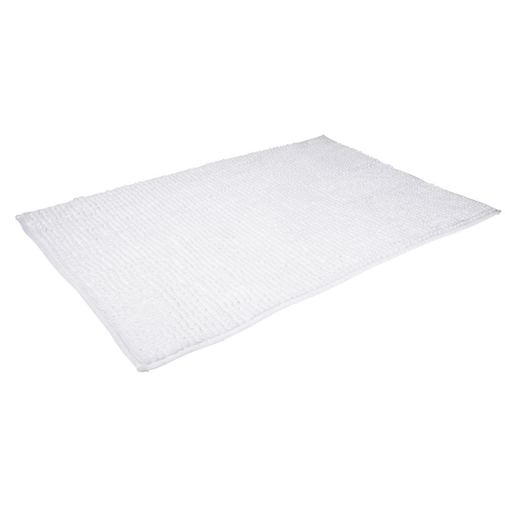 tapis de salle de bain chenille blanc 90x60 cm (GiFi-503466X)