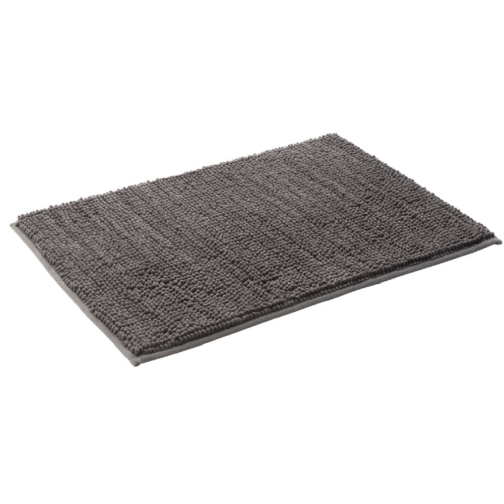 tapis pour salle de bain chenille uni gris (GiFi-503475X)