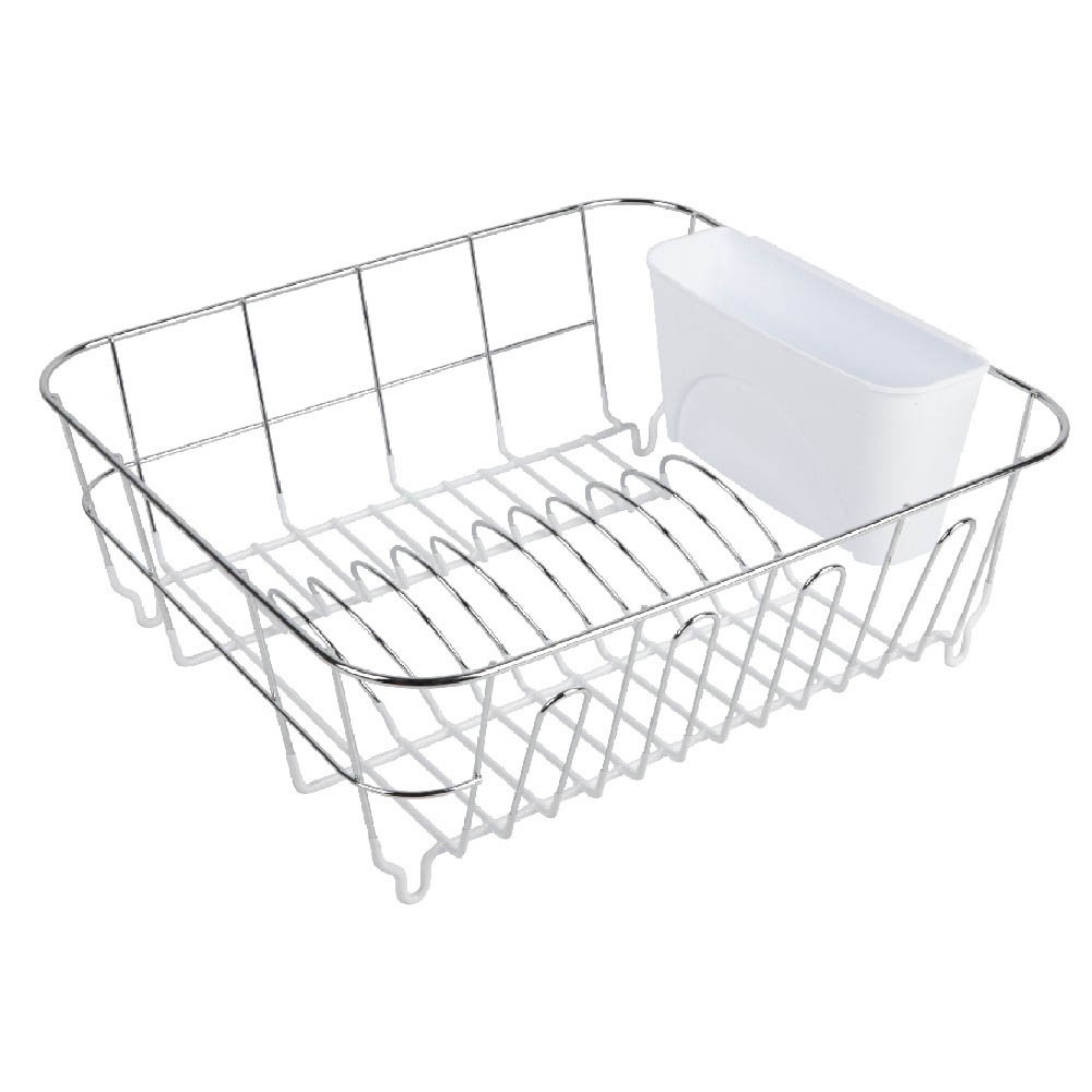 Égouttoir à vaisselle gris avec bac à couvert blanc (GiFi-506474X)