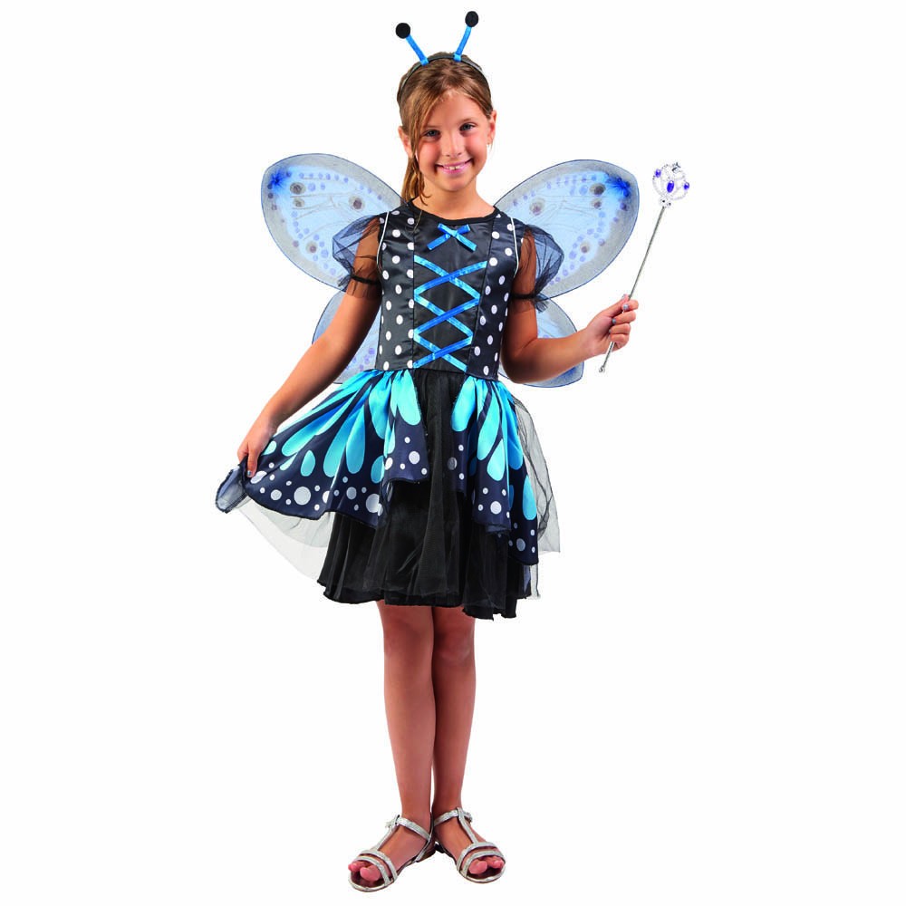 déguisement fée papillon noir et bleu 7/10 ans (GiFi-507622X)