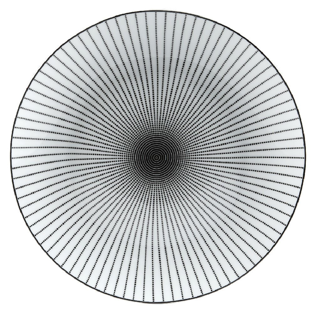 assiette plate ronde blanche rayon noir (GiFi-508641X)