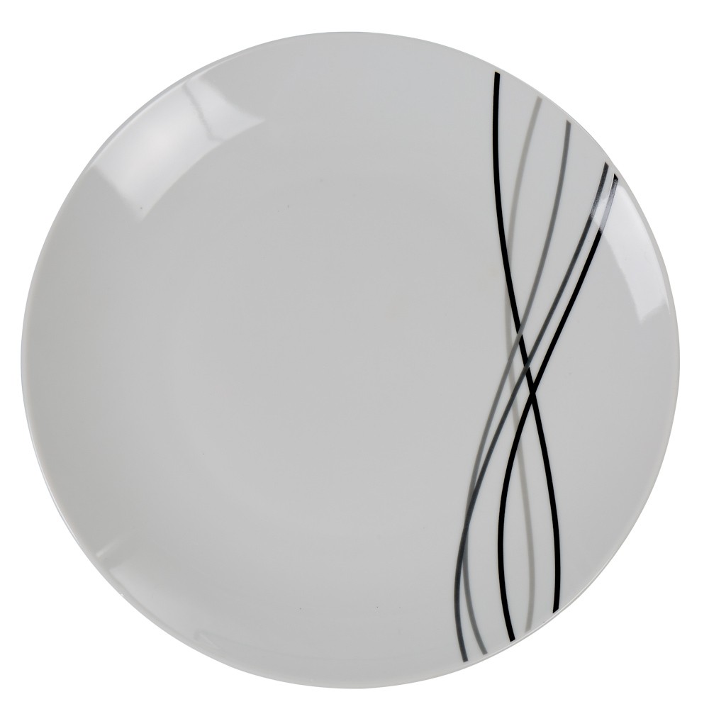 assiette plate ronde line blanche lignes gris noir (GiFi-508653X)