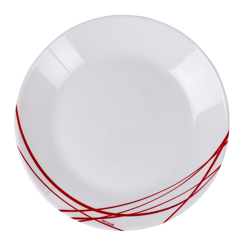 assiette à dessert arcopal blanche lignes rouges (GiFi-514931X)